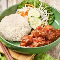Steamed Jasmine Rice Bowl · Steamed Jasmine Rice served with your protein of choice and a fresh crudité of beansprouts, ...
