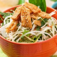 Entree Viet Goi · Crispy Asian Cabbage, Cucumbers, Pickled Carrots and Daikon, Onions, Thai Basil, Cilantro, F...
