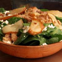 Pear & Goat Cheese Salad · Balsamic vinaigrette, spinach, walnuts, pears, and goat cheese.