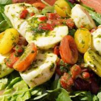 Caprese  · bocconcini mozzarella, yellow cherry tomatoes, grape tomatoes, 
basil, roasted red peppers, ...