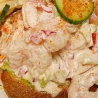 Open Faced Shrimp Salad Sandwich   · celery, old bay mayo, sliced tomato, cucumbers, toasted sourdough