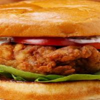 Classic Fried Chicken Sandwich · Fried crispy chicken breast on a toasted brioche bun.