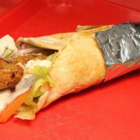 Chicken Gyro · ALL ROLL UPS COME ON SYRIAN BREAD LETTUCE TOMATO GRILL ONION GREEN PEPPERS PICKLES TZATZIKI ...