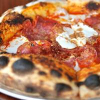 Small Not Pepperoni Pizza

 · Sopressata, a4 mozzarella, tomato, and pecorino.