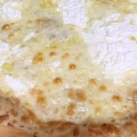 White Pizza · Olive oil, fresh garlic and three cheeses.