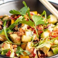 Tuna & Avocado Poke Salad · Octopus, Pickled Daikon Radish, Red Onion & Cucumber, Tamari Sesame Sambal
