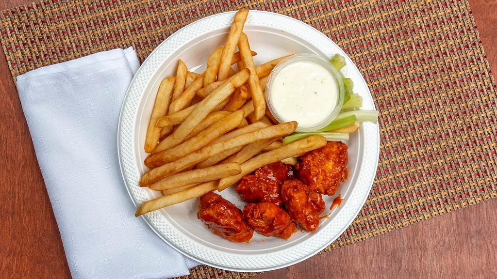 Boneless Wings Combo (5 Pcs.) · Served with fries and 12  FL OZ  cup drink.