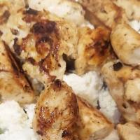 Chicken Kabob Dinner · Grilled Chicken Kabobs served with Homemade Onion Rings, French Fries, and a Side Greek Sala...