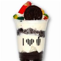 Rip · Vanilla ice cream, and OREO crumbs layers. Topped with whipped cream, OREO crumbs and gummy ...