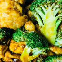 Chicken With Broccoli · Served with steamed rice.