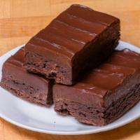Fudge Brownie · Fudge brownie with a gooey chocolate ganache top.