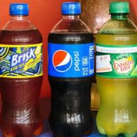 Bottle Soda (20 Oz) · Coca Cola, Diet coke, Pepsi, Diet pepsi, Ginger ale, Diet ginger ale, Fanta.
