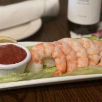 Shrimp Cocktail · Five chilled jumbo shrimp, served on a bed of crisp lettuce, with cocktail sauce.