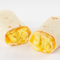 Egg & Cheese Burrito · Two fresh cracked eggs and melted cheddar cheese in a flour tortilla