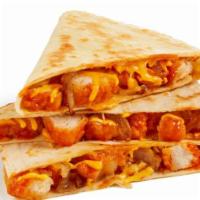 Buffalo Chicken Quesadilla  · Diced and breaded chicken breast, Buffalo sauce, house-made caramelized onions and cheddar c...