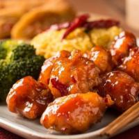 General Tso'S Chicken 左宗鸡 · Spicy.  Hot chunks of boneless chicken sauteed in chef's special sauce.