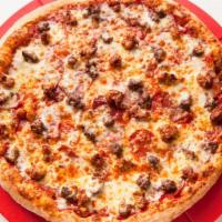 Large 14” Meat Lovers Pizza · Grande mozzarella cheese, homemade tomato sauce, Italian pepperoni, honey baked ham, fresh g...