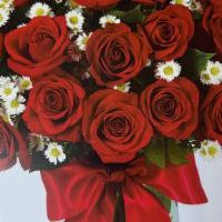 Mother’S Day Rose Deluxe · Beautiful Arrangement 3 Fresh Dozens of Roses with Beautiful Daisies  includes a box of Choc...