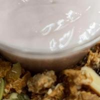 Yogurt Parfait · Strawberry yogurt with granola craisins