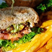 Avocado Blt · Smoked bacon, lettuce and tomato on wheat bread.. arrives with fries.