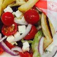 Gyro · Lettuce, tomato, onion, feta, tzatziki.