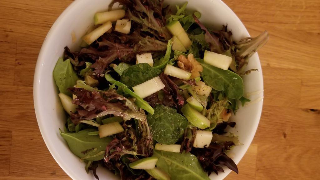 Trentina Salad · Mixed greens, chopped apple, walnuts, fresh cheese, oil, and honey.