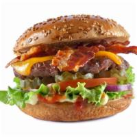 Bacon Burger · Half-pound of 100% Angus beef with crispy bacon. Our tasty patty is hand-formed and grilled ...