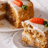 Carrot Cake (Double Layer) · Homemade carrot cake with nuts, but no dairy.