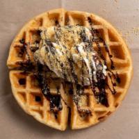 Waffle Ice Cream S'Mores · 6oz Waffle,  4oz ice cream ,graham cracker crumbles and chocolate syrup