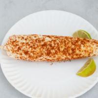 Elotes Locos · Corn on the cob with Mayonnaise,cheese and chili piquin.