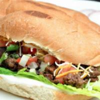Torta Steak · Grilled steak. Includes lettuce, beans, cheese, jalapeno pico de gallo, avocado and mayonnai...