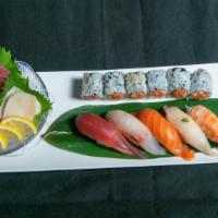 Sushi  & Sashimi For 1 · Five pieces chef's choice sushi, eight pieces chef's choice sashimi, and a crunchy spicy sal...