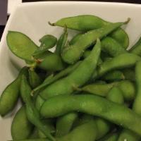 Edamame · Boiled Japanese soybeans lightly salted.