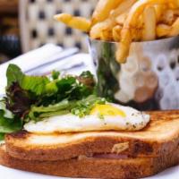 Croque Monsieur Or Madame · Paris grilled ham and cheese sandwich. Frites or salad. Add Fried egg for an additional char...