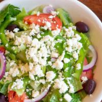 Greek · Romaine lettuce, tomatoes, red onions, bell peppers, kalamata olives, feta cheese & balsamic...