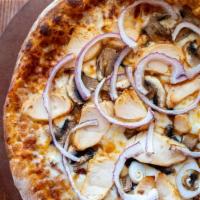 Spicy Chicken · Spicy red pepper sauce, red onions, mozzarella, mushrooms, grilled chicken & sub dried tomat...