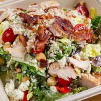 Altar Rock · Jetties greens, roasted turkey, bacon, chickpeas, grape tomatoes, herb croutons and blue che...