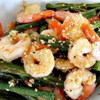 Shrimp With String Beans · Served with white rice.