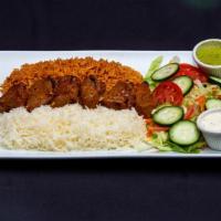 Lamb Kabob · Includes rice, salad and naan.