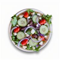 Mediterranean Salad · mixed greens, cabbage, carrots, red onions, tomatoes, cucumbers, kalamata olives, crumbled f...
