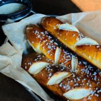 Pretzel  Sticks · Baked, salted soft pretzel, cheese dipping sauce