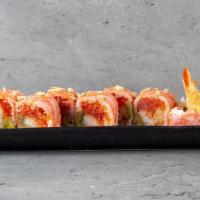 Sweet 16 Roll · Spicy tuna, shrimp tempura and avocado wrapped with pink soy paper, comes with chef's specia...