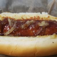 Brisket Dog Meal · Brisket burnt ends in the shape of a hot dog.  This is the best part of brisket in a tide tu...