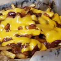 Chili Cheese Fries W/ Regular Fries · House cut potatoes with chili and cheese