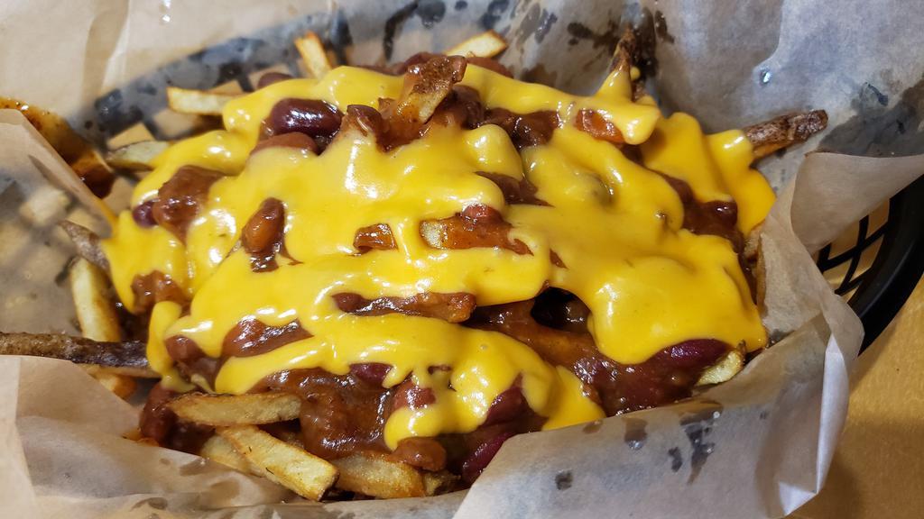 Chili Cheese Fries W/ Regular Fries · House cut potatoes with chili and cheese