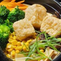 Vegetable Ramen · Bamboo shoots, corn kikurage mushrooms, broccoli, carrots, dried tofu, scallion, nori