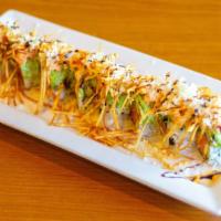 Tae Special · Alaskan roll with avocado, spicy salmon and onion, bell peppers, deep fried potato sticks.