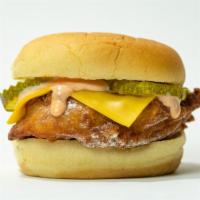 Fried Chicken Sandwich · Twice-fried boneless chicken breast dusted with buttermilk ranch seasoning, American cheese,...