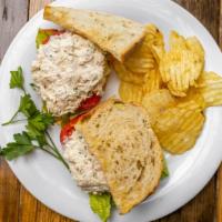 Tuna Salad Sandwich · Parsley, lemon zest, lettuce, tomato on toasted sourdough.