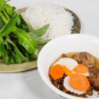 Bun Cha Hanoi- Hanoi Grilled Pork Belly & Meatballs With Vermicelli · Hanoi style grilled pork with meatball and vermicelli.